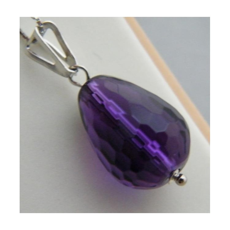 NSA|Collana a Girocollo da Donna maglia Veneziana in ARGENTO 925 Italiano con AMETISTA a Briolette