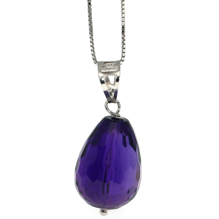 NSA|Collana a Girocollo argento 925 con ametista a briolette ciondolo