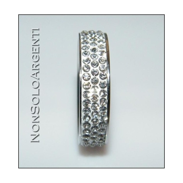 NSA|Anello uomo donna eternity in acciaio inossidabile con 3 file  zirconi bianchi