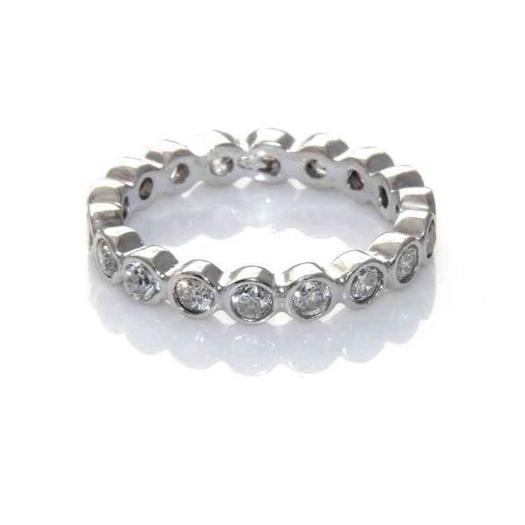 NSA|silver : Eternity Eternity ring man woman all around zirconia white onion 3 mm brilliant cut