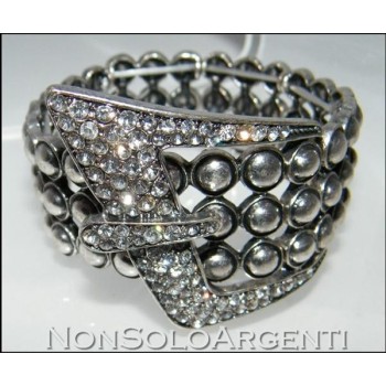 NSA|Bigiotteria : Bracciale Braccialetto elastico con borchie e fibbia strass