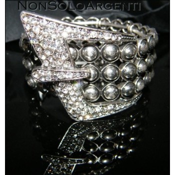 NSA|Bigiotteria : Bracciale Braccialetto elastico con borchie e fibbia strass