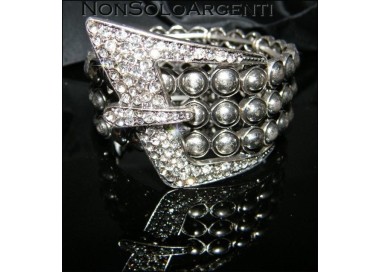 NSA|Bigiotteria : Bracciale Braccialetto elastico con borchie e fibbia strass