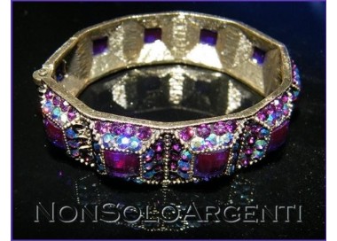 NSA|Bigiotteria : Bracciale Braccialetto a Molla oro scuro lucite e strass Viola