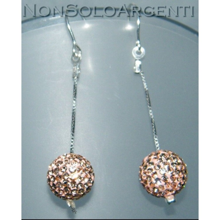 NSA|Peach pink Zirconia Pavè pendant earrings in 925 silver for women