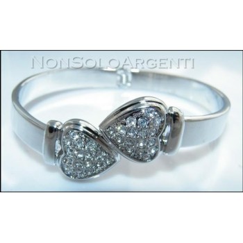 NSA|Bigiotteria : Bracciale Braccialetto a Molla cromato argentato Con Cuori di strass