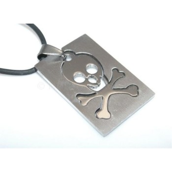 NSA|Acciaio : Collana uomo / donna caucciu con ciondolo teschio puzzle scomponibile liscio e satinato