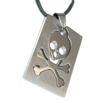 NSA|Steel necklace with smooth and satin detachable puzzle skull pendant