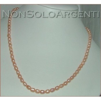 NSA|Girocollo collana da donna con perle coltivate rosa antico