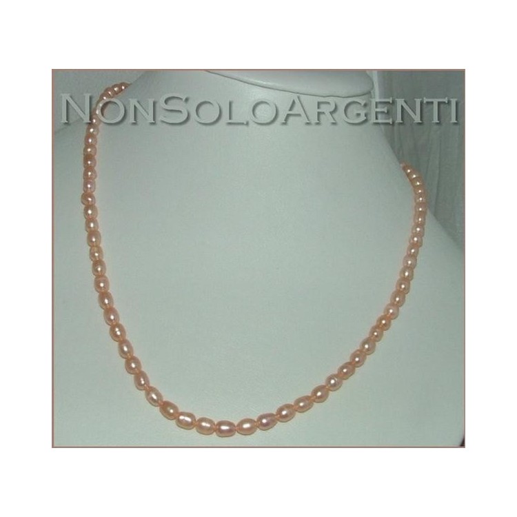 NSA|Girocollo collana da donna con perle coltivate rosa antico