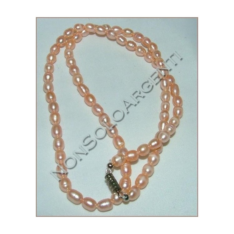 NSA|Girocollo collana da donna con perle coltivate rosa antico