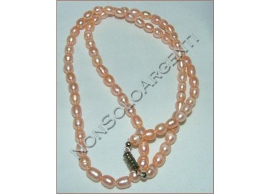 NSA|Girocollo collana da donna con perle coltivate rosa antico