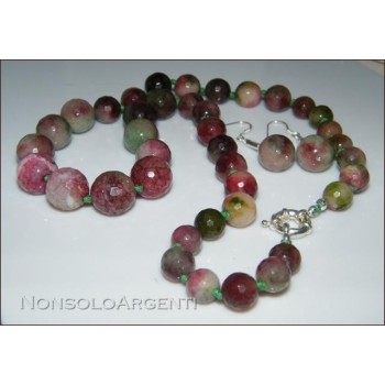 NSA|Parure Collana e Orecchini Argento 925 realizzata a mano con perle di tormalina naturale