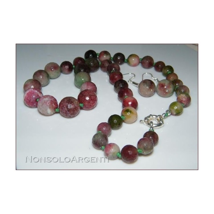 NSA|Parure Collana e Orecchini Argento 925 realizzata a mano con perle di tormalina naturale