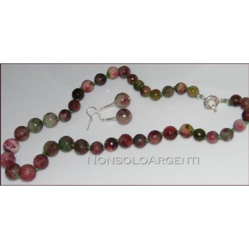 NSA|Parure Collana e Orecchini Argento 925 realizzata a mano con perle di tormalina naturale