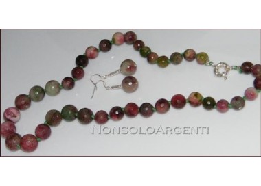 NSA|Parure Collana e Orecchini Argento 925 realizzata a mano con perle di tormalina naturale