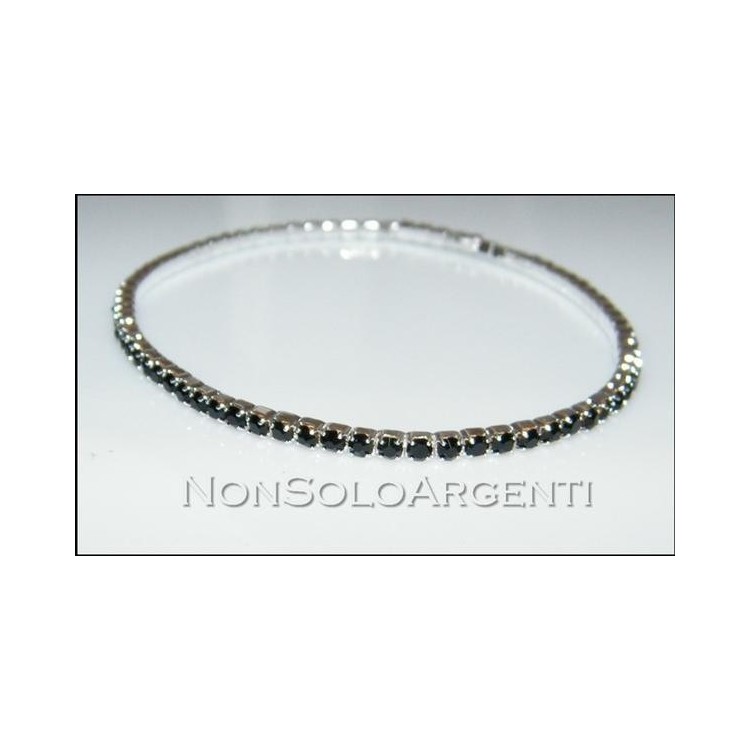 NSA|Bigiotteria : Bracciale Braccialetto Tennis Elastico Argentato 1 fila strass piccoli vari colori