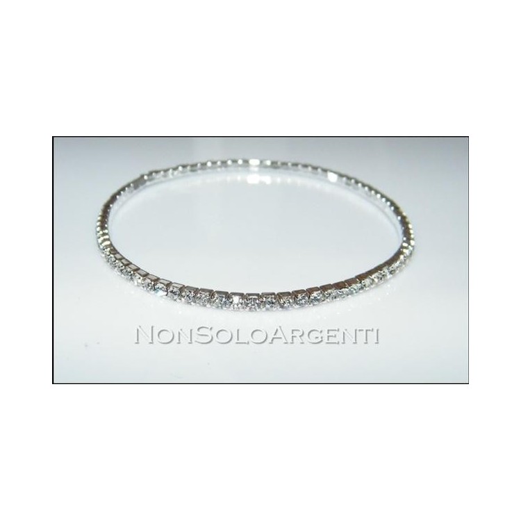 NSA|Bigiotteria : Bracciale Braccialetto Tennis Elastico Argentato 1 fila strass piccoli vari colori