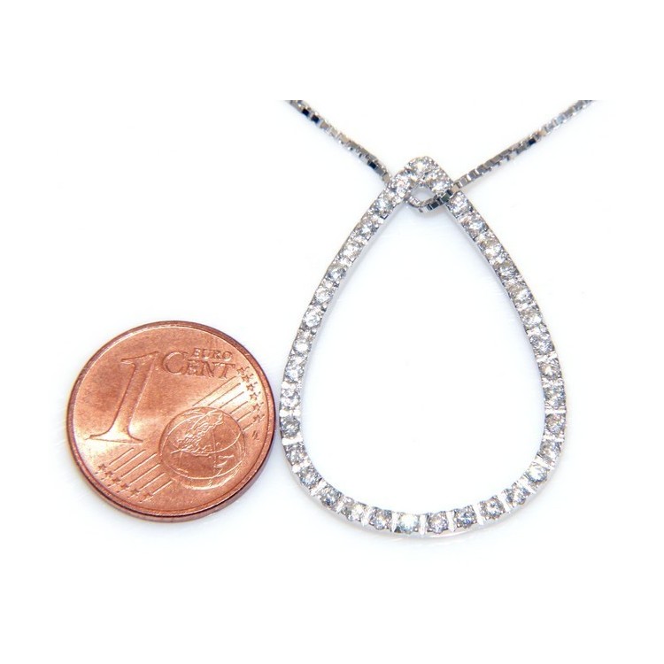 NSA|sterling silver : Venetian Necklace with pendant drop to pave cubic zirconia