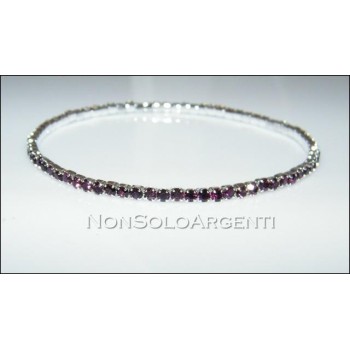 NSA|Bigiotteria : Bracciale Braccialetto Tennis Elastico Argentato 1 fila strass piccoli vari colori