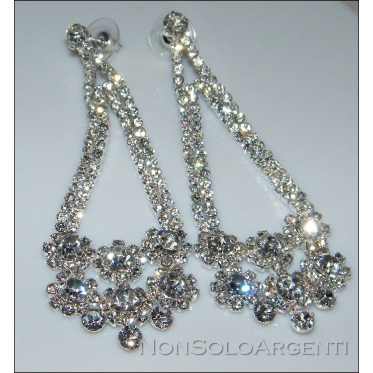 NSA|Bigiotteria : Orecchini colore Argento Chandelier Style con strass vari colori