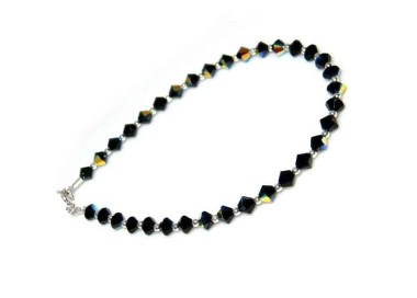 NSA|Bracciale Argento 925 Con Swarovski Bicono  Nero Jet AB varie misure