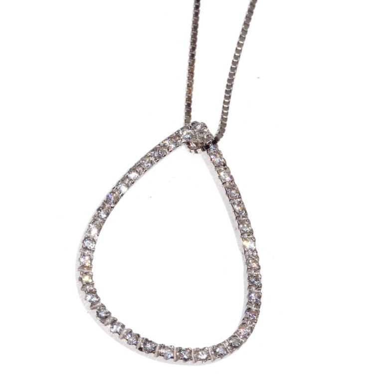 NSA|collana argento 925 con ciondolo goccia grande zirconi