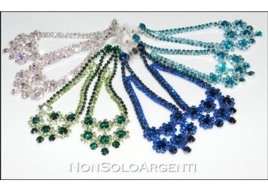 NSA|Bigiotteria : Orecchini colore Argento Chandelier Style con strass vari colori
