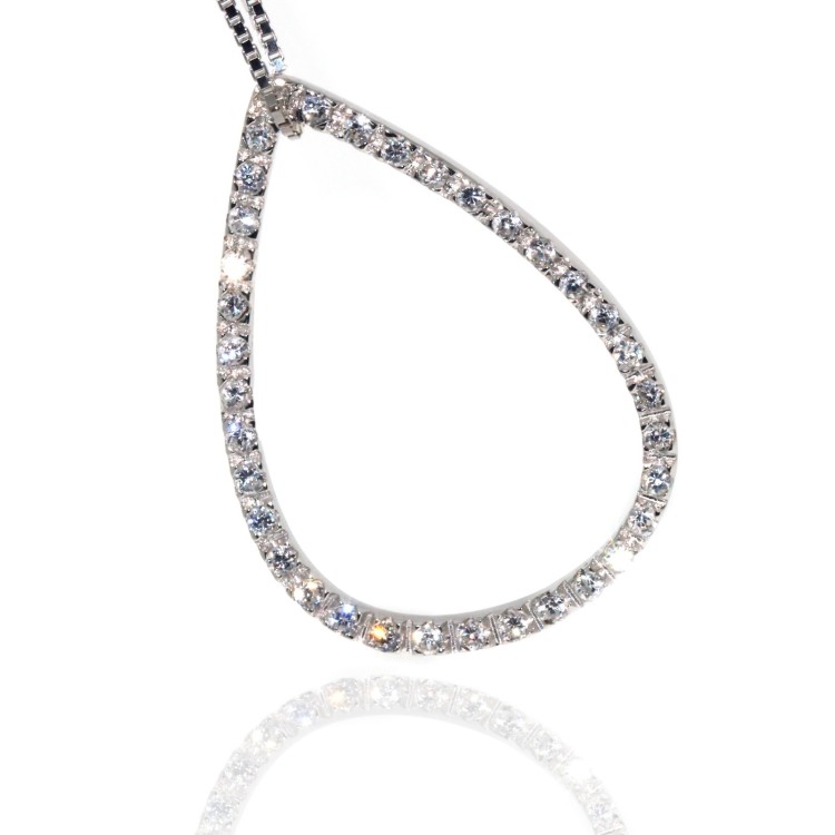 NSA|collana argento 925 con ciondolo goccia grande zirconi