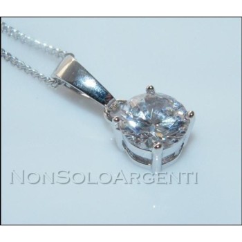 NSA|Bigiotteria : collana uomo o donna ciondolo pendente punto luce 8 mm  zircone   Lamin ORO BIANCO 18k Gold PLATED