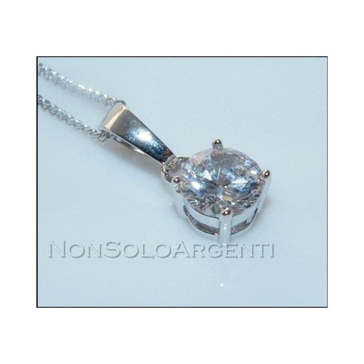 NSA|Bigiotteria : collana uomo o donna ciondolo pendente punto luce 8 mm  zircone   Lamin ORO BIANCO 18k Gold PLATED