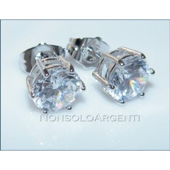 NSA|Orecchini uomo o donna punto luce taglio brillante 8mm Lamin ORO BIANCO 18k Gold PLATED