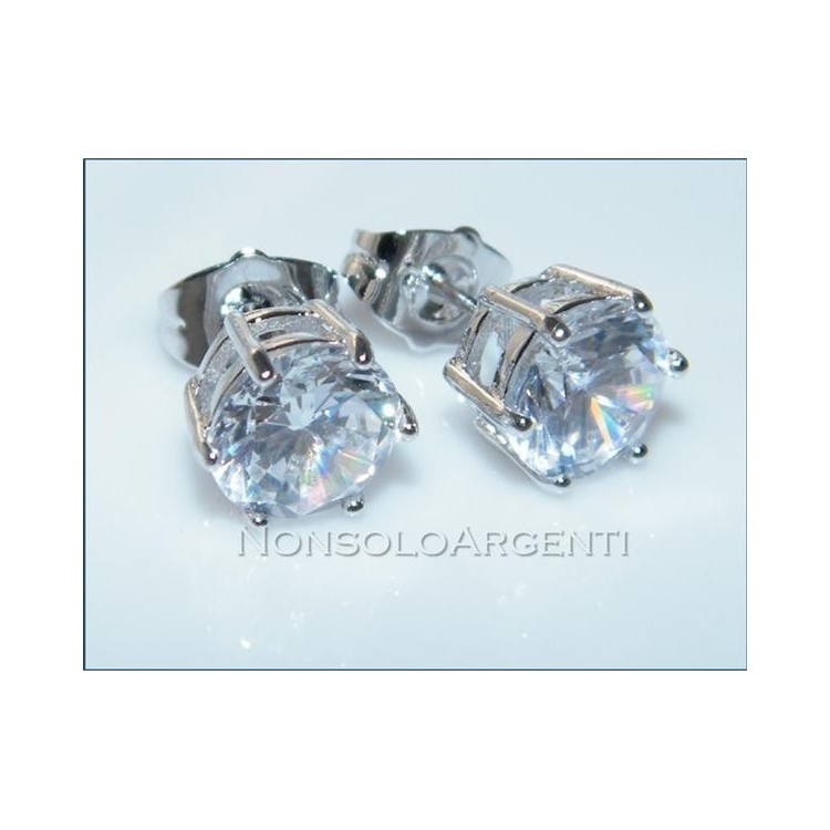 NSA|Orecchini uomo o donna punto luce taglio brillante 8mm Lamin ORO BIANCO 18k Gold PLATED