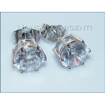 NSA|Orecchini uomo o donna punto luce taglio brillante 8mm Lamin ORO BIANCO 18k Gold PLATED