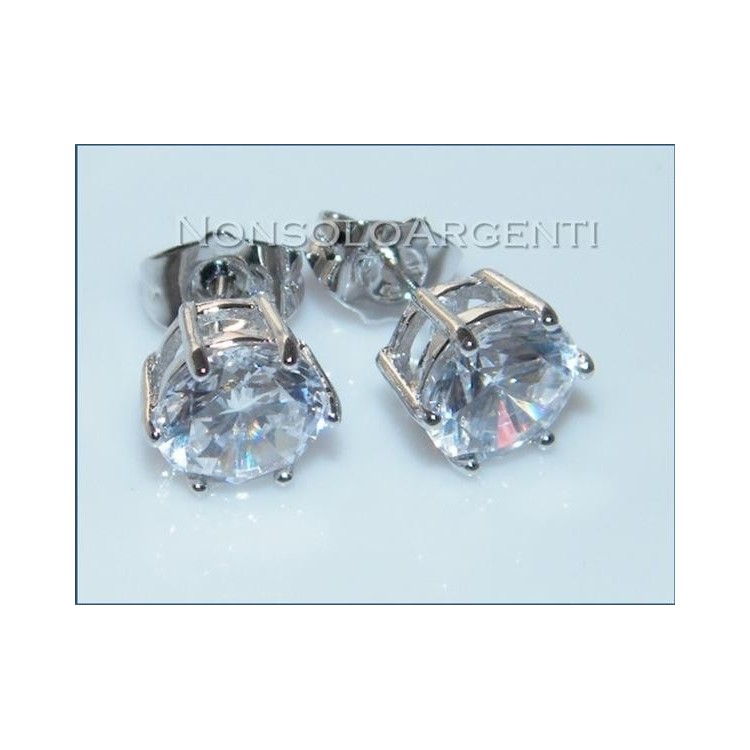 NSA|Orecchini uomo o donna punto luce taglio brillante 8mm Lamin ORO BIANCO 18k Gold PLATED