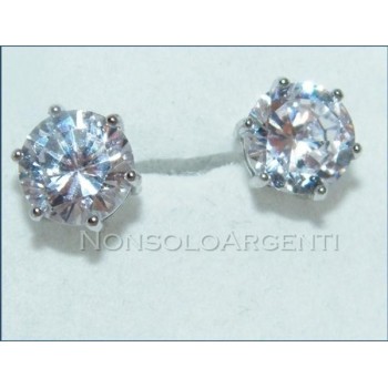 NSA|Orecchini uomo o donna punto luce taglio brillante 8mm Lamin ORO BIANCO 18k Gold PLATED