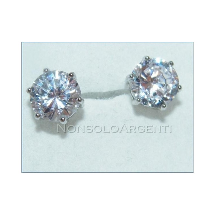 NSA|Orecchini uomo o donna punto luce taglio brillante 8mm Lamin ORO BIANCO 18k Gold PLATED