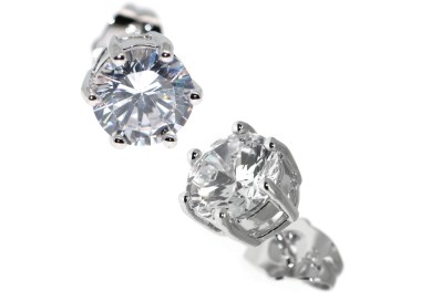 NSA|Orecchini punto zircone brillante 8mm 18kgf a 6 griffe bigiotteria anallergica