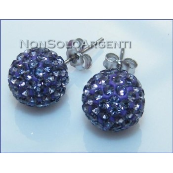 NSA|Argento 925 Rodiato : Orecchini al lobo con sfera di zirconia Vari colori e misure