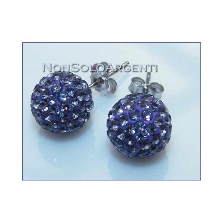 NSA|Argento 925 Rodiato : Orecchini al lobo con sfera di zirconia Vari colori e misure