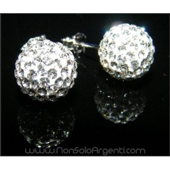 NSA|925 Rhodium Plated Silver : Stud earrings with 8mm zirconia ball