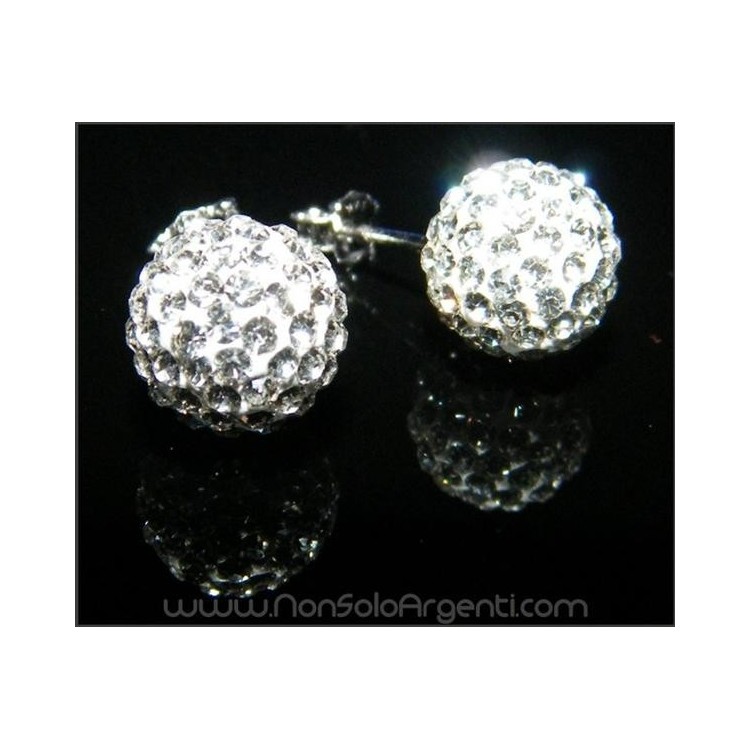 NSA|925 Rhodium Plated Silver : Stud earrings with 8mm zirconia ball