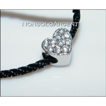 NSA|ARGENTO 925 : collana con charme ciondolo cuore e pavè di zirconi