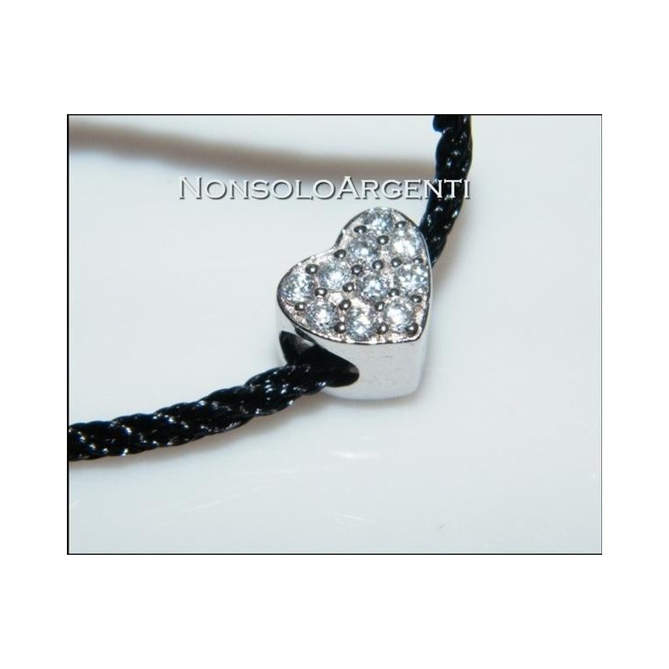 NSA|ARGENTO 925 : collana con charme ciondolo cuore e pavè di zirconi