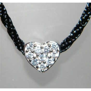 NSA|ARGENTO 925 : collana con charme ciondolo cuore e pavè di zirconi
