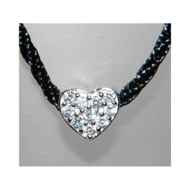 NSA|ARGENTO 925 : collana con charme ciondolo cuore e pavè di zirconi