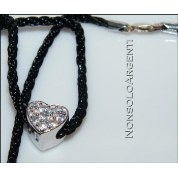 NSA|ARGENTO 925 : collana con charme ciondolo cuore e pavè di zirconi
