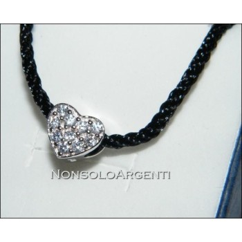 NSA|925 silver choker necklace heart pendant charm and cubic zirconia pavé