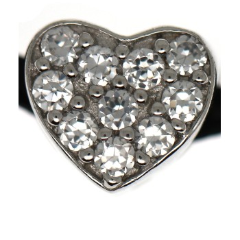 NSA|collana choker argento 925 charm ciondolo cuore e pavè di zirconi girocollo