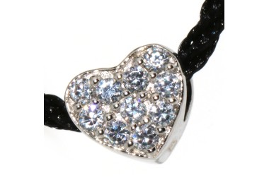 NSA|collana choker argento 925 charme ciondolo cuore e pavè di zirconi girocollo